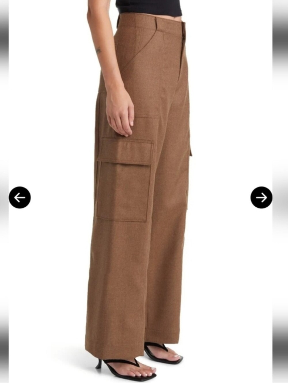 Adriano Goldschmied EmRata Amia Wool Wide Leg Cargo Pants - Picture 1 of 15
